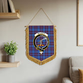 Elliott Modern Tartan Crest Wall Hanging Banner - Wood Pole